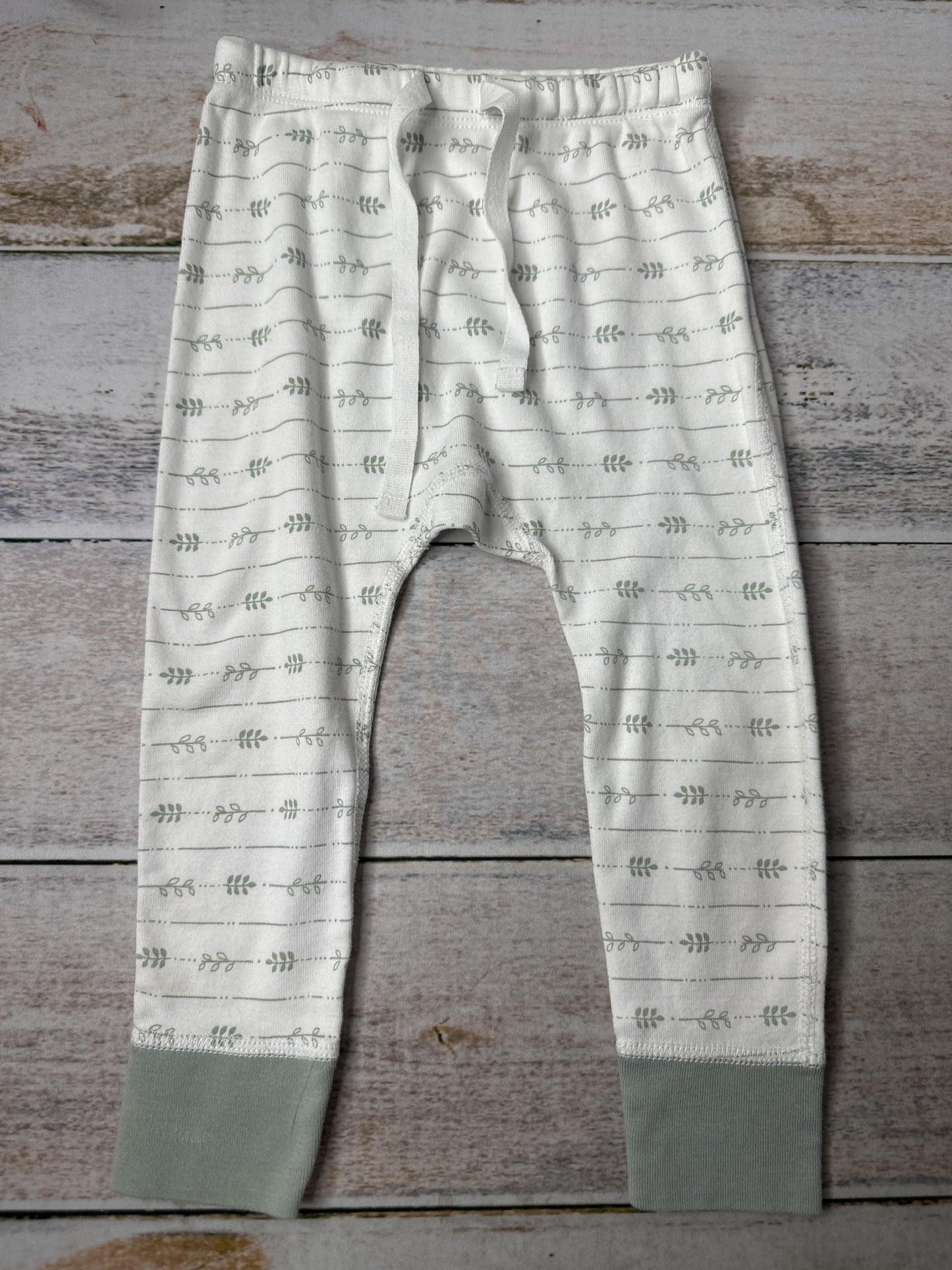 Sapling Unisex White | Leaves Pants Size: 12-18 months White | Leaves