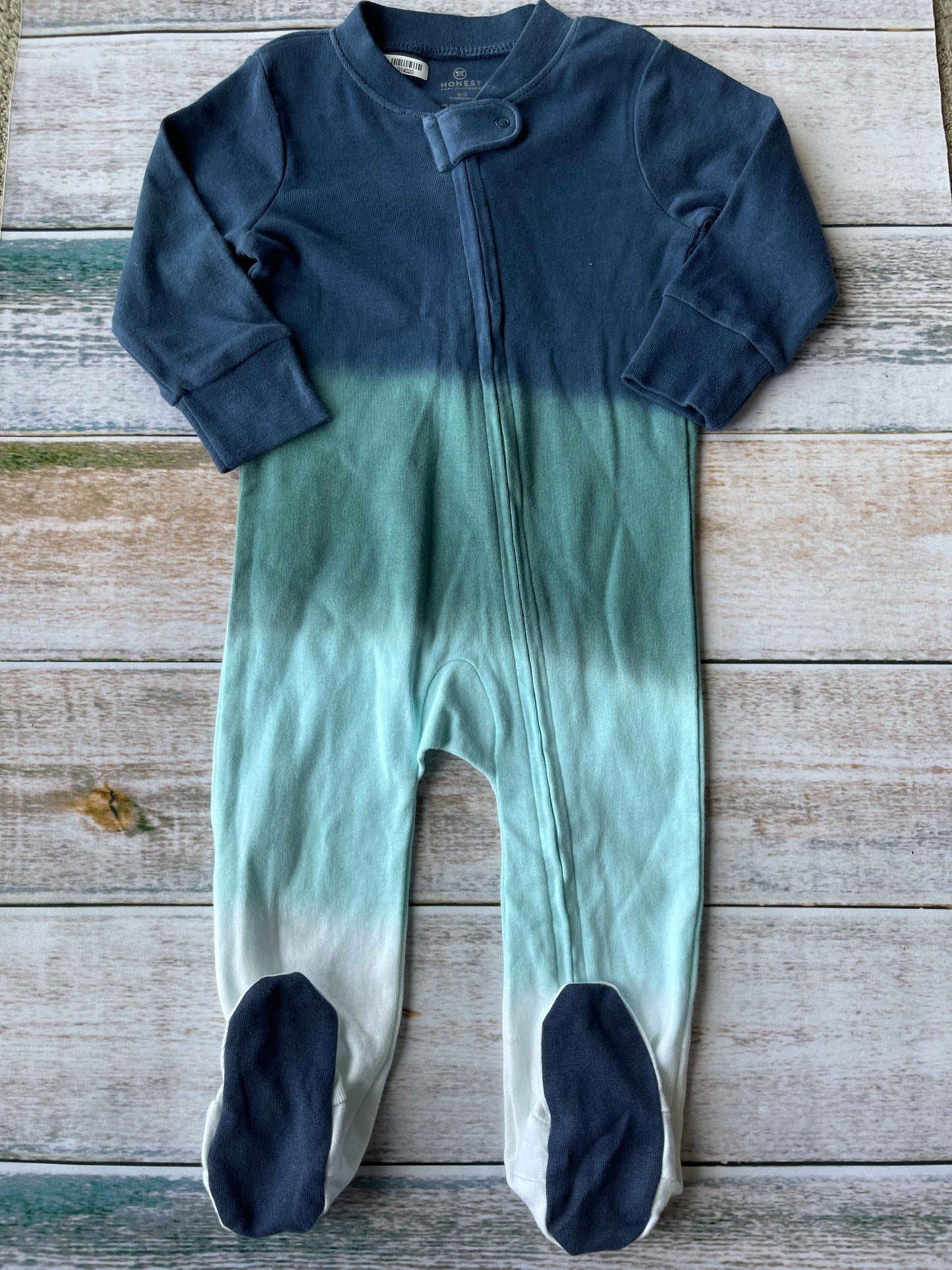 Honest Co Unisex White | Light Blue | Turquoise | light green Pajamas Size: 6-9 months White | Light Blue | Turquoise | light green