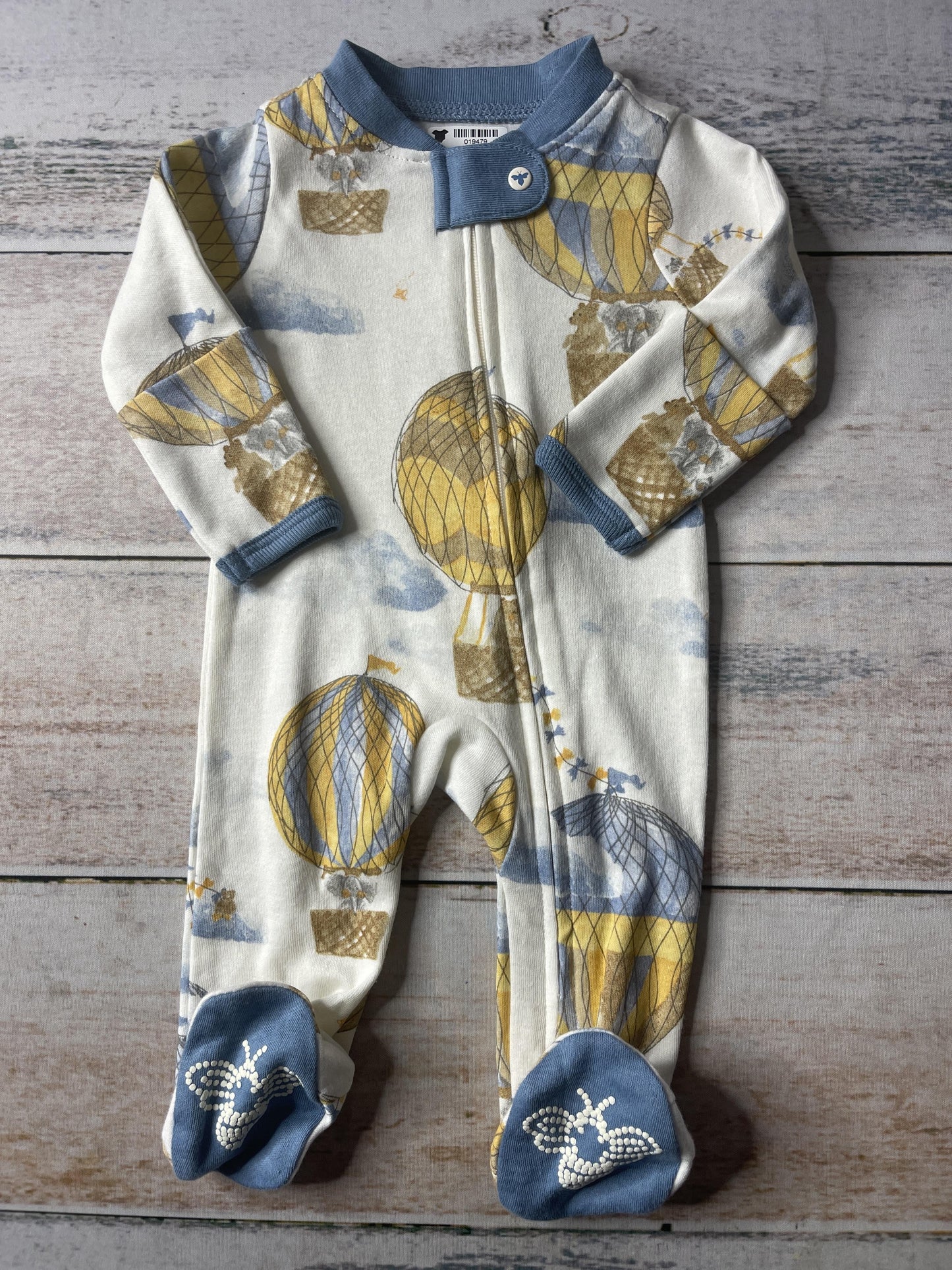 Burt's Bees Unisex White | Light Blue | Yellow Pajamas Size: Preemie White | Light Blue | Yellow