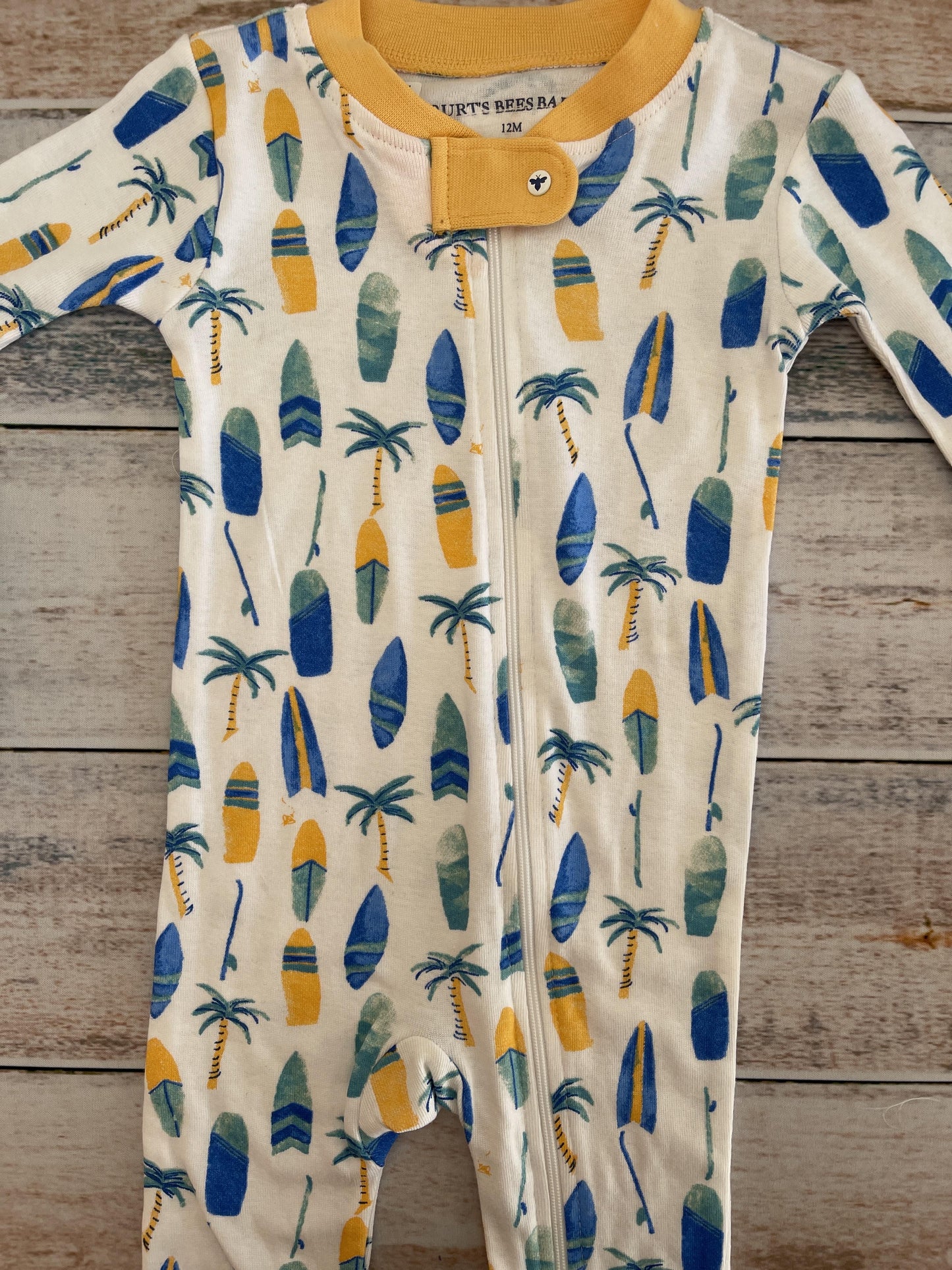 Burt's Bees Unisex White | Light Blue | Yellow Pajamas Size: 12 months White | Light Blue | Yellow