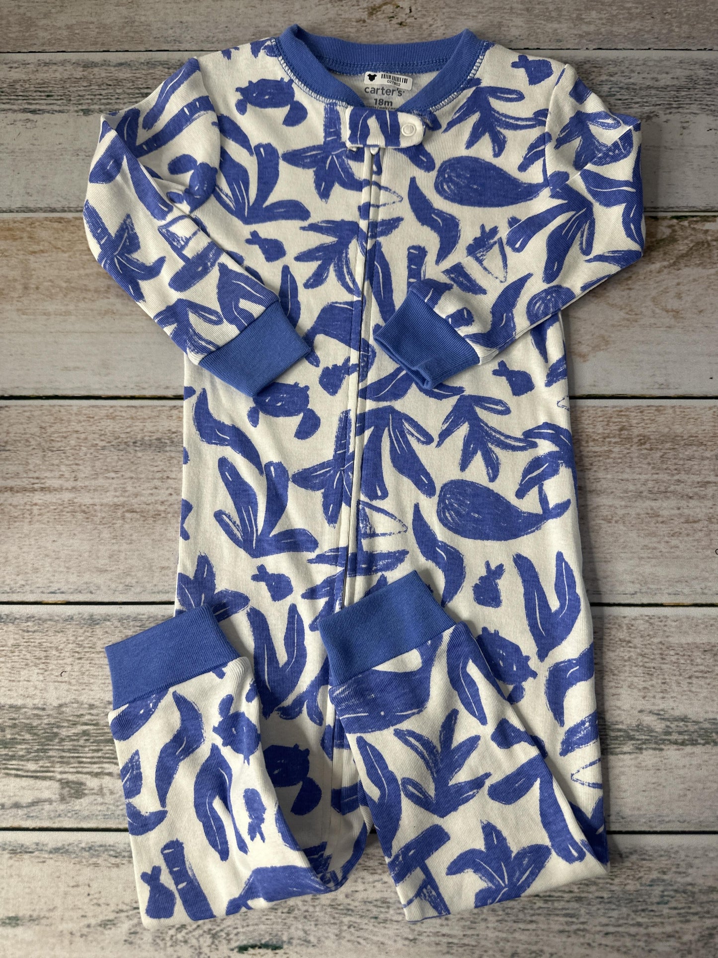Carters Unisex White | Light Blue Pajamas Size: 18 months White | Light Blue