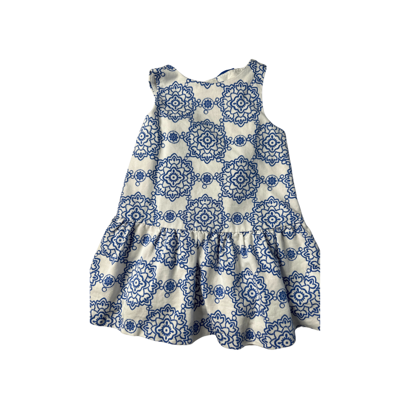 Janie and Jack Girls White | Light Blue Dress Size: 12-18 months White | Light Blue