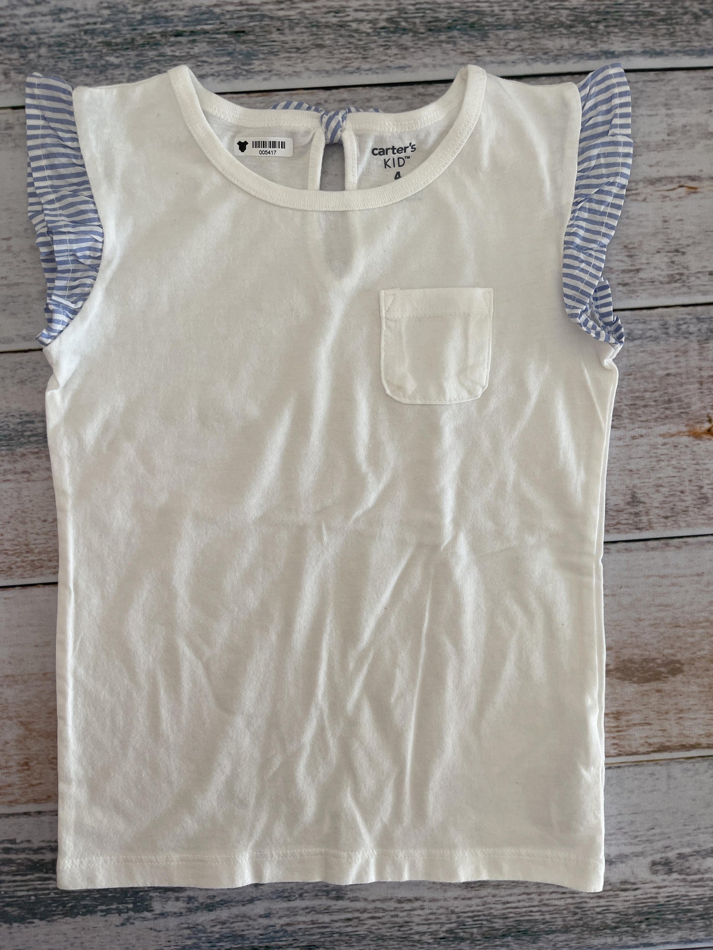 Carters Girls White | Light Blue T-Shirt Size: 4T White | Light Blue