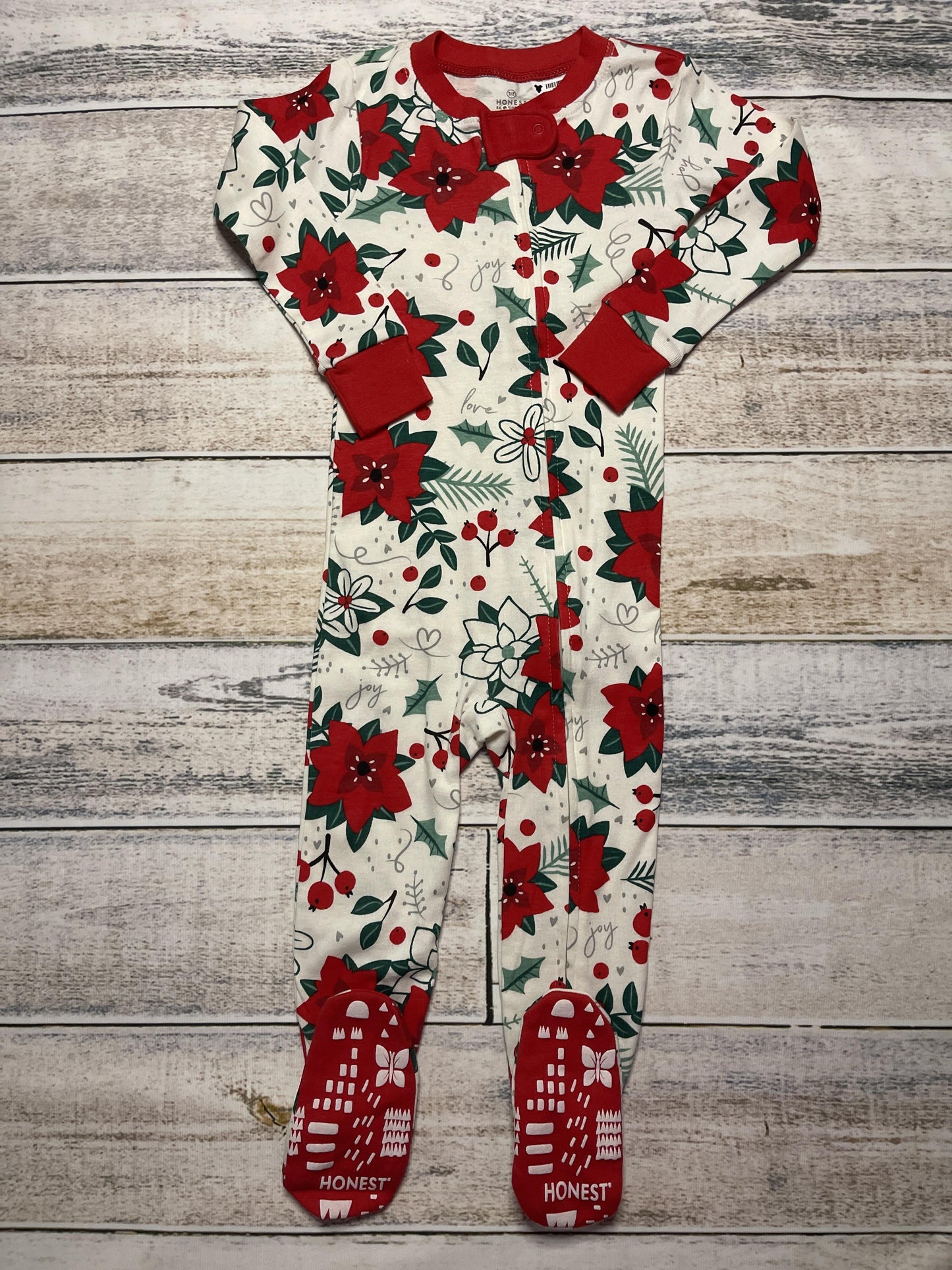 Honest Co Unisex White | light green | Red Pajamas Size: 24 months White | light green | Red