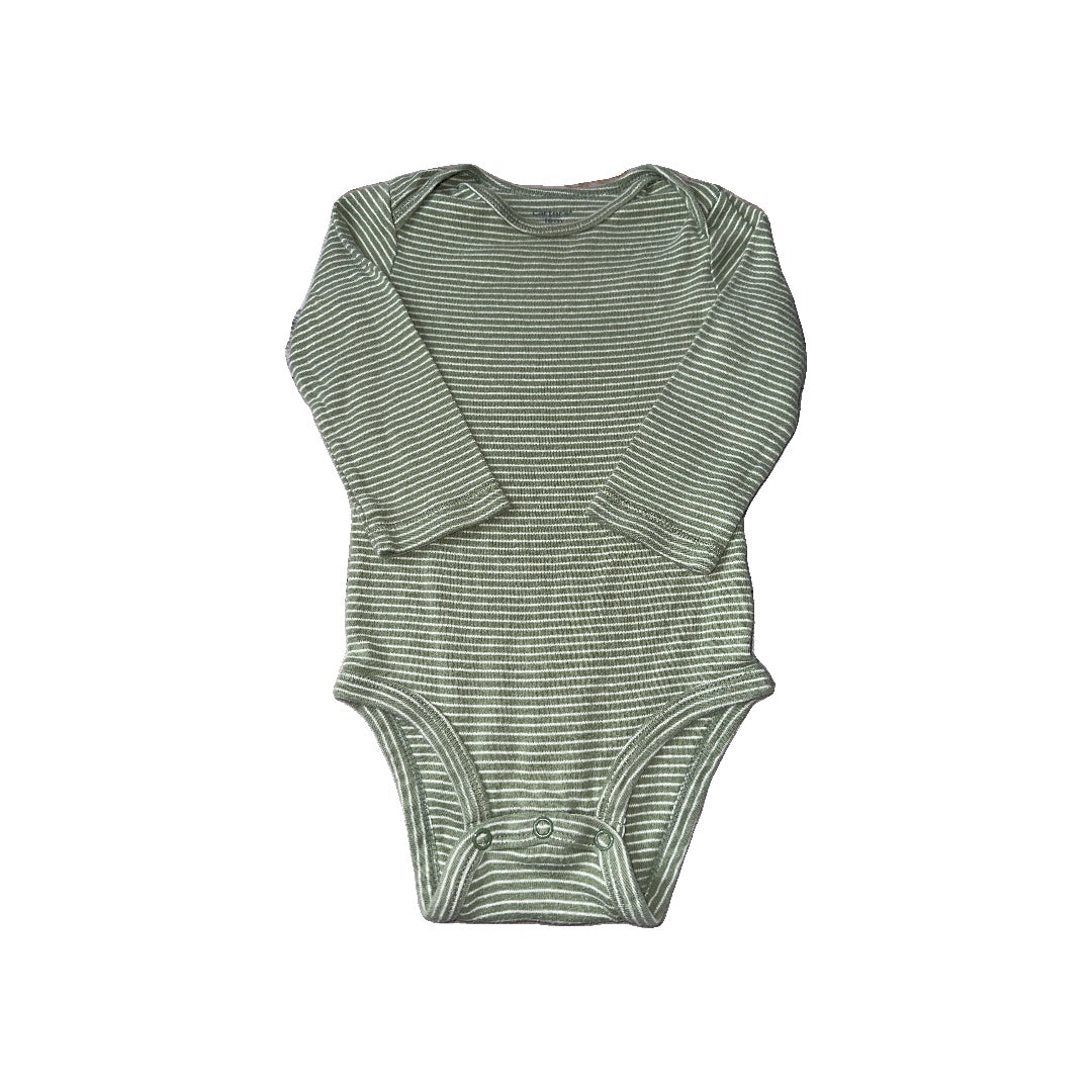 Carters Unisex White | light green | Striped Onesie Size: 18 months White | light green | Striped