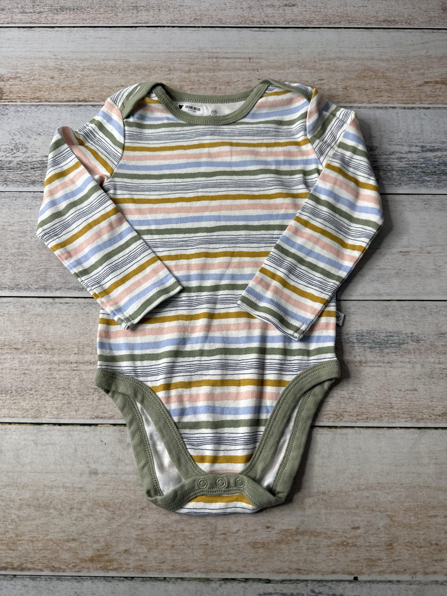 Honest Co Girls White | light green | Yellow | Stripe Onesie Size: 24 months White | light green | Yellow | Stripe