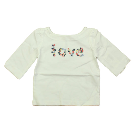 Janie and Jack Girls White Love Long Sleeve T-Shirt Size: 6-12 Months White Love