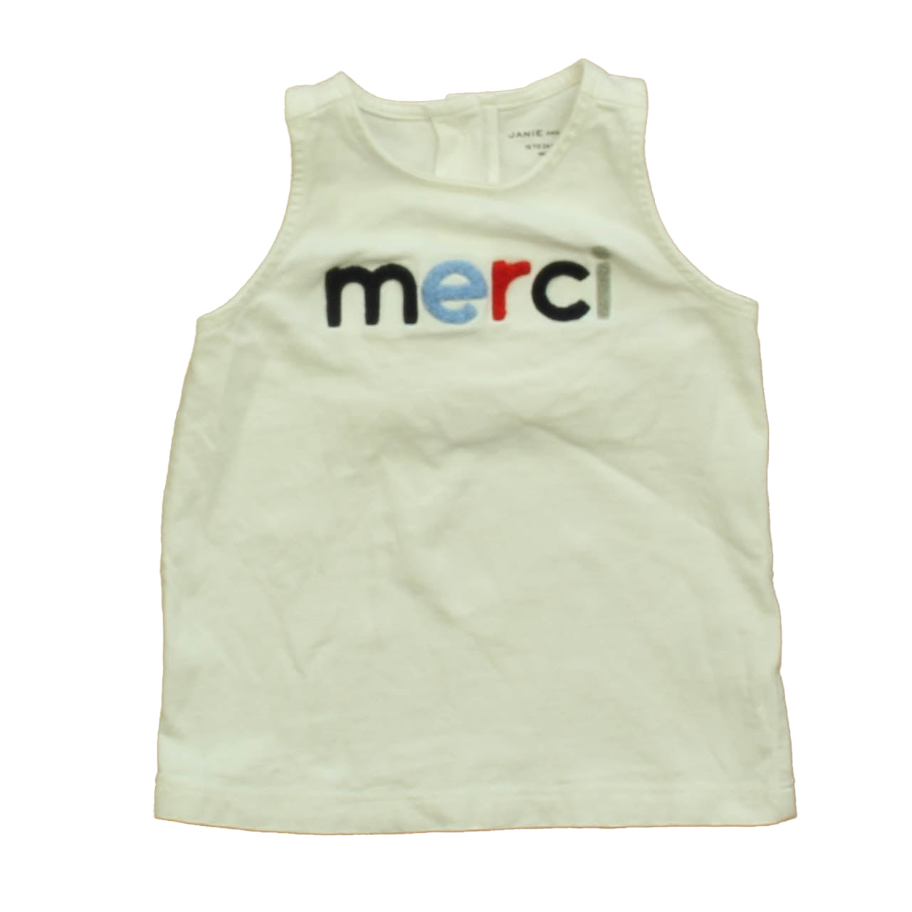 Janie and Jack Girls White Merci Tank Top Size: 18-24 Months White Merci