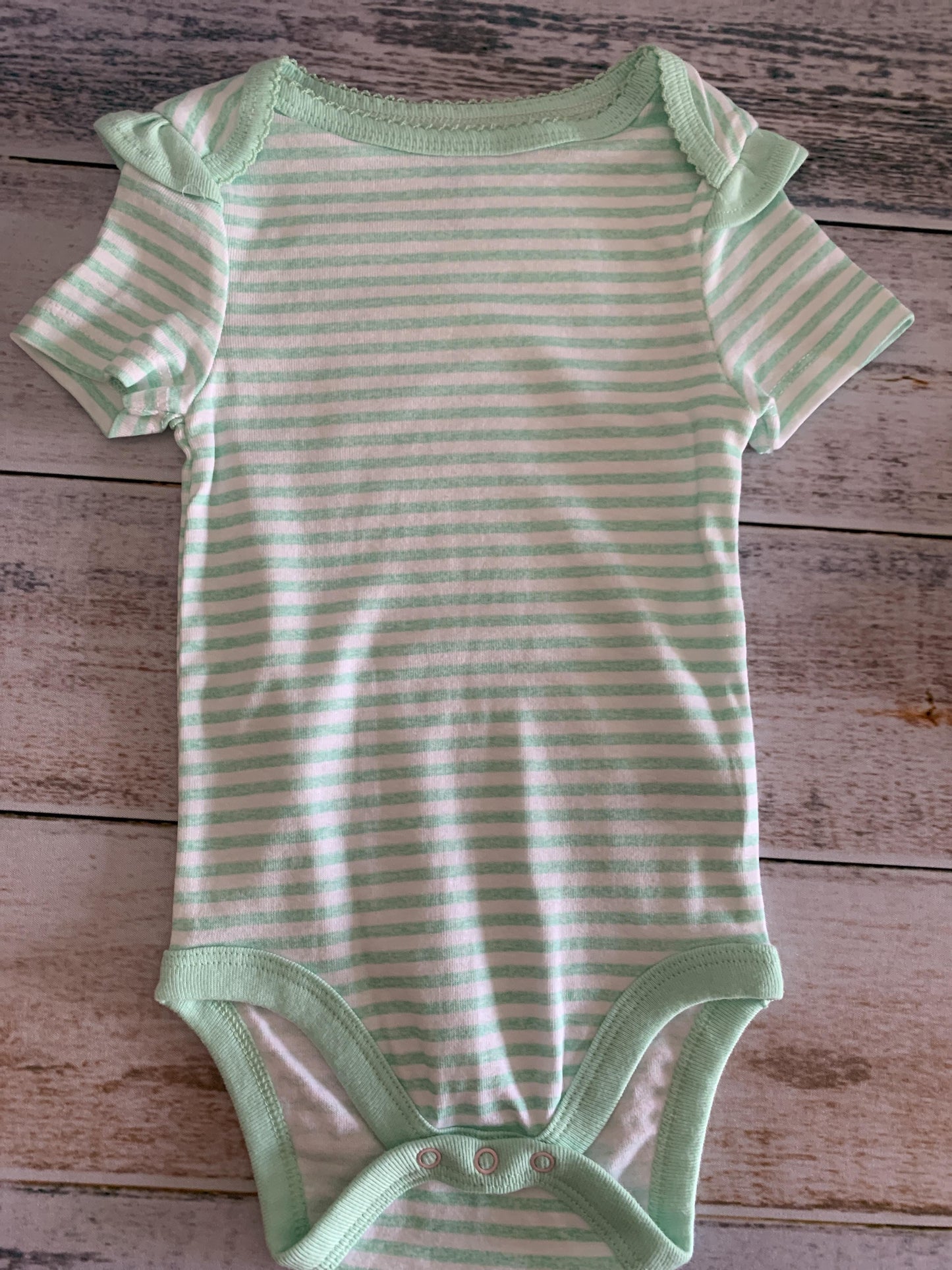 Cloud Island Girls White | Mint | Stripe Onesie Size: 12M White | Mint | Stripe