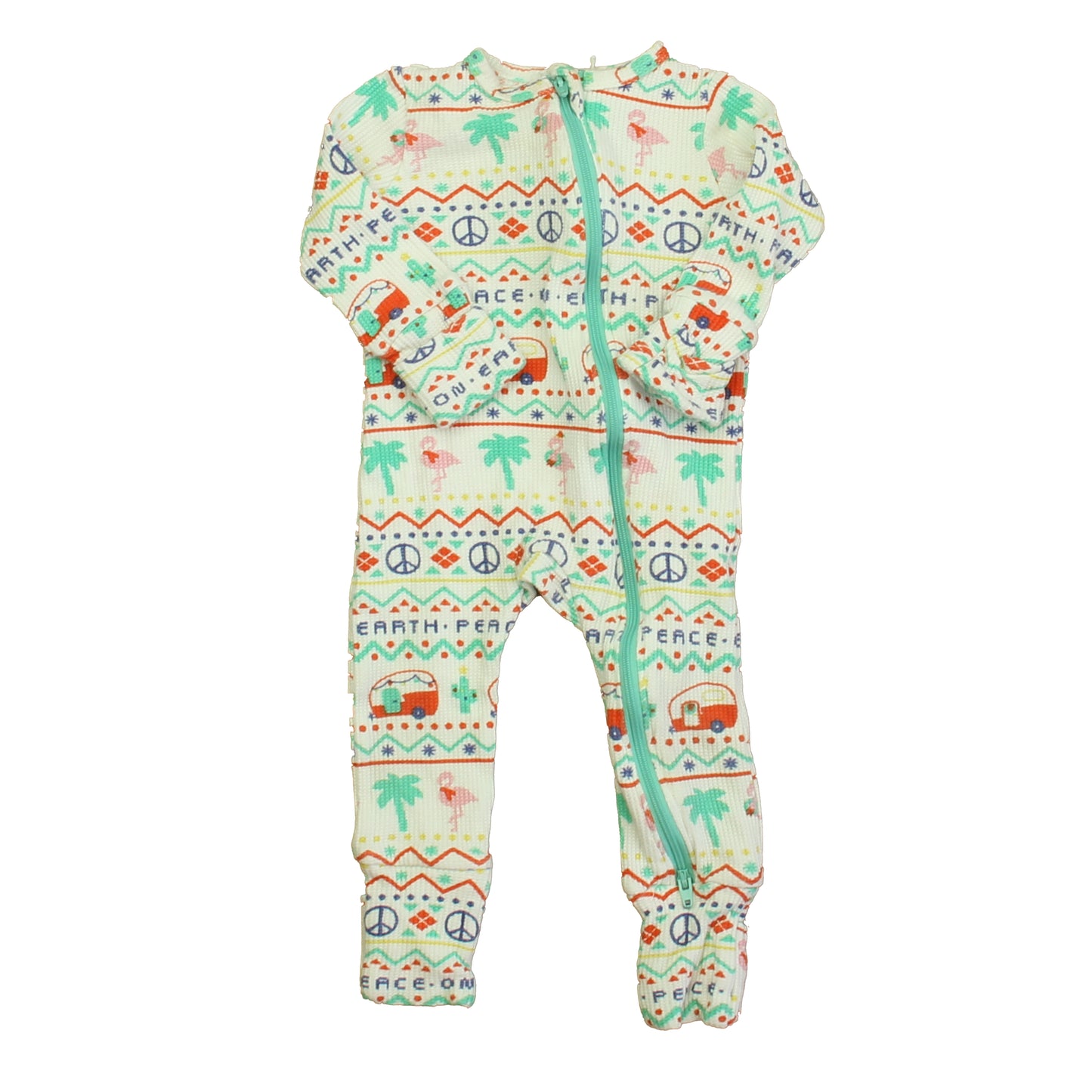 Anger Dear Girls White Multi 1-piece footed Pajamas Size: 3-6 Months White Multi