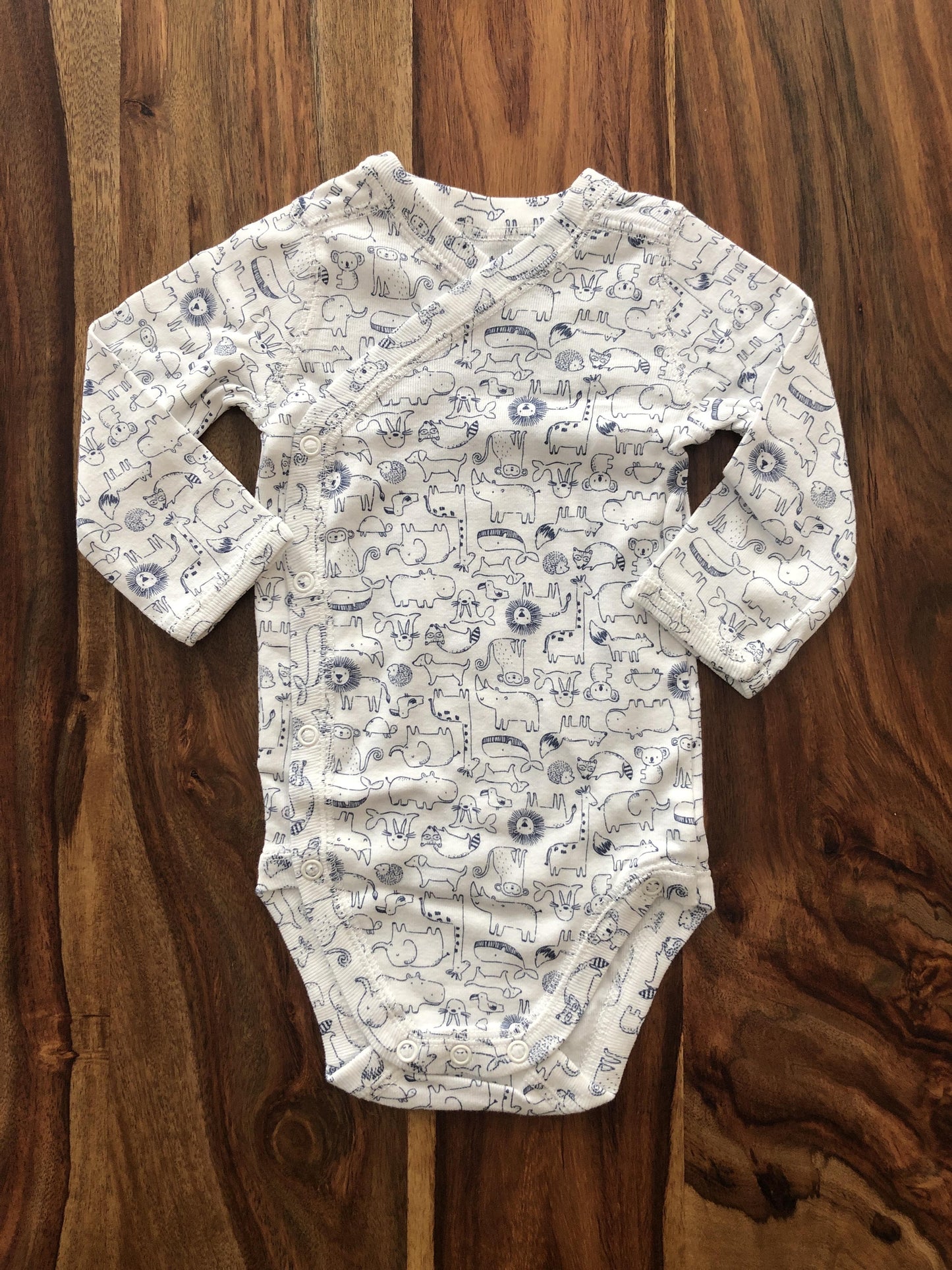 Carters Girls White | Navy Blue | animals Onesie Size: 3 months White | Navy Blue | animals