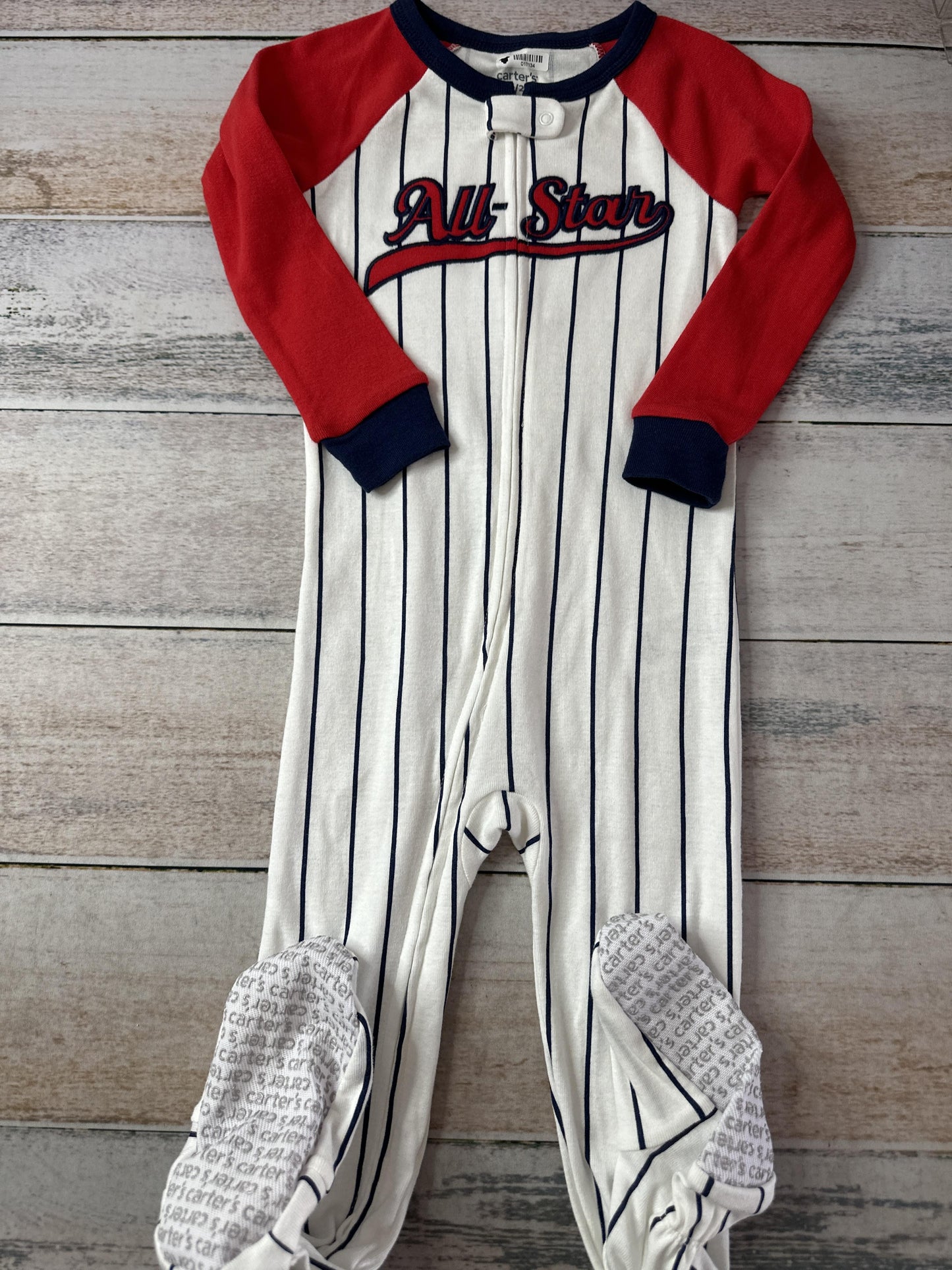 Carters Boys White | Navy Blue | Red Pajamas Size: 2T White | Navy Blue | Red