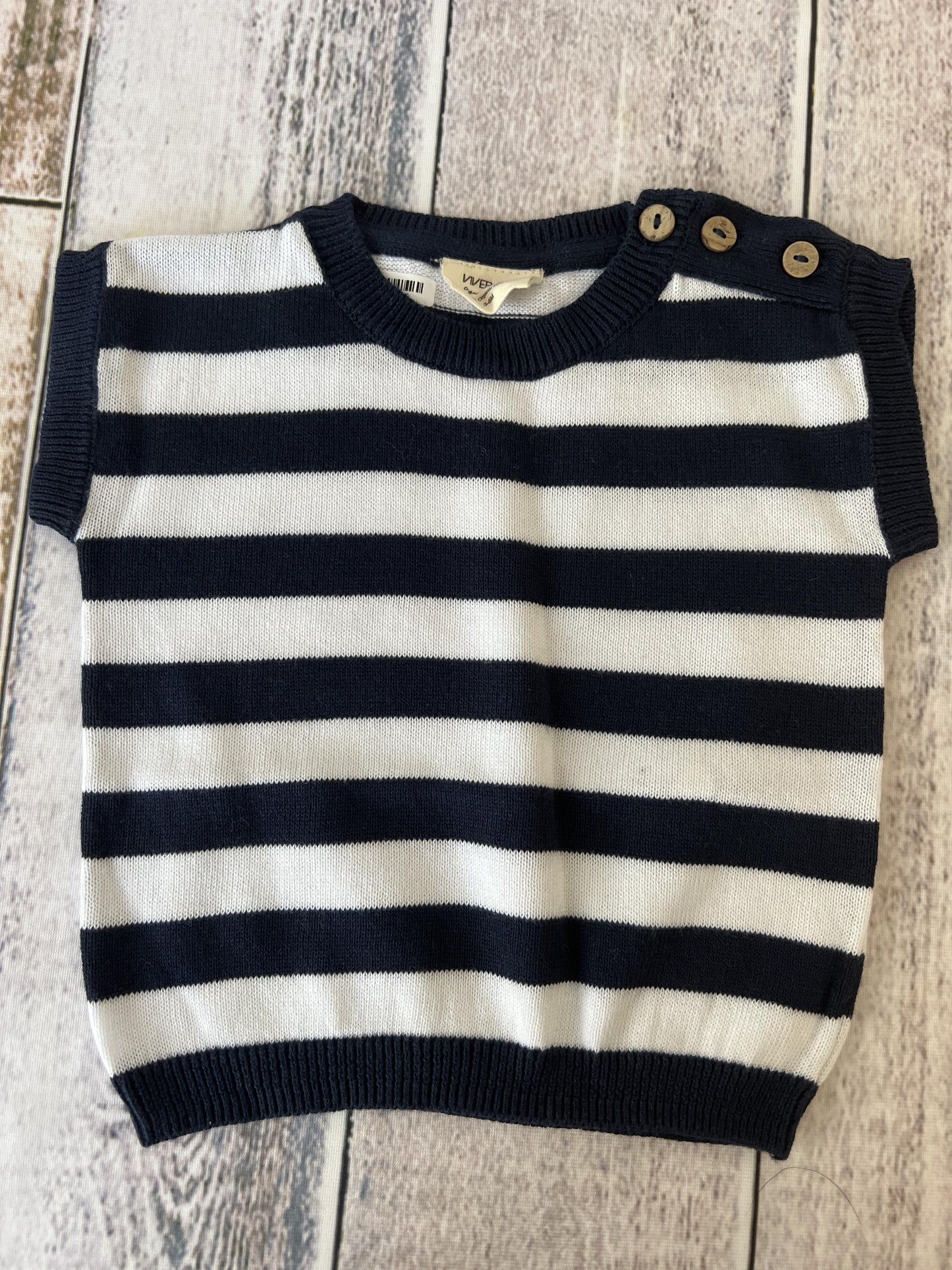 Viverano Boys White | Navy Blue | Stripe Shirt Size: 3-6 months White | Navy Blue | Stripe