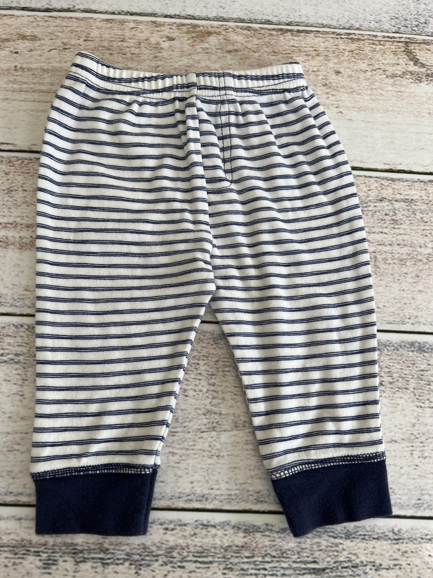 Loveable Friends Girls White | Navy Blue | Stripe Pants Size: 6-9 months White | Navy Blue | Stripe