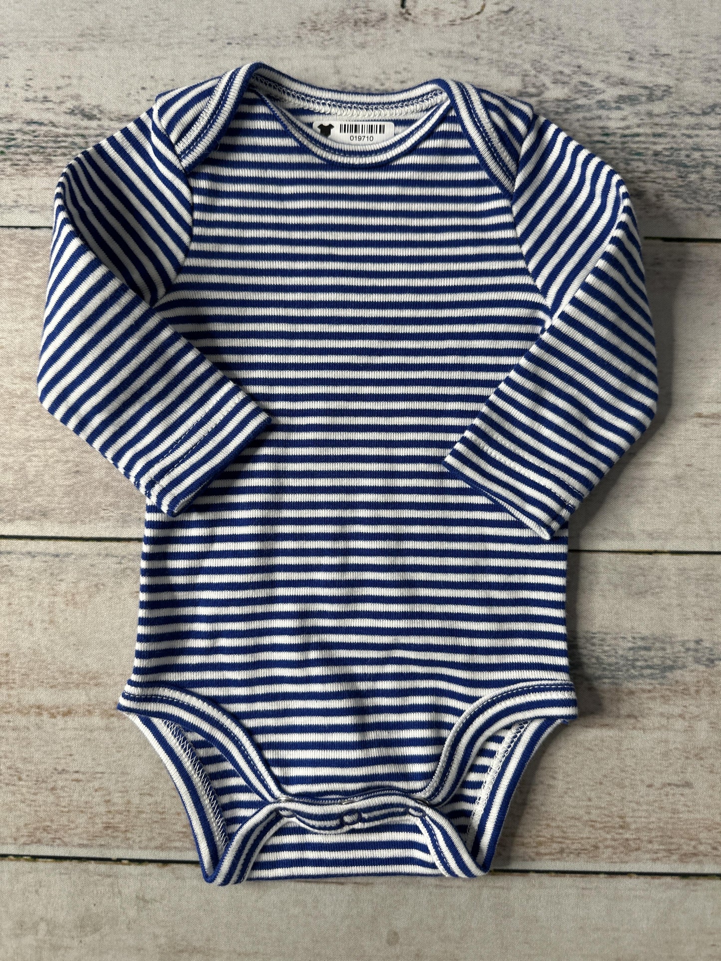 Primary Unisex White | Navy Blue | Stripe Onesie Size: Newborn White | Navy Blue | Stripe
