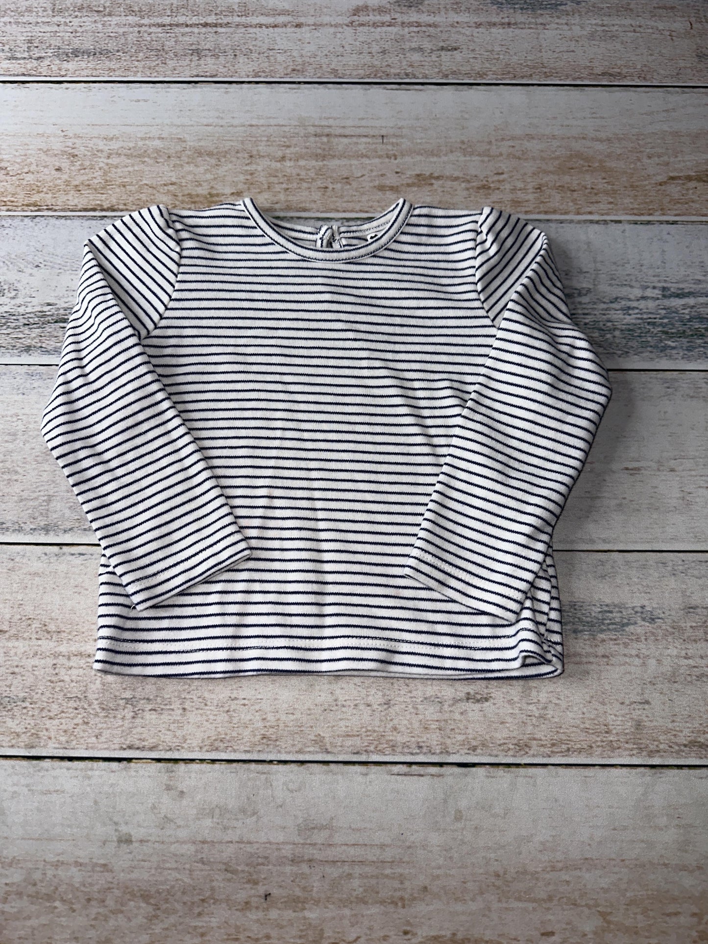 Little Me Girls White | Navy Blue | Striped Long Sleeve Shirt Size: 2T White | Navy Blue | Striped