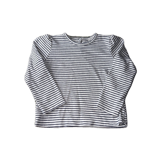Little Me Girls White | Navy Blue | Striped Long Sleeve Shirt Size: 2T White | Navy Blue | Striped