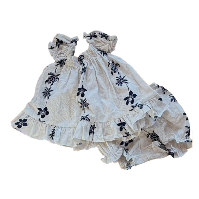 Hawaii Station Girls White | Navy Floral Apparel Sets Size: 12 Months White | Navy Floral