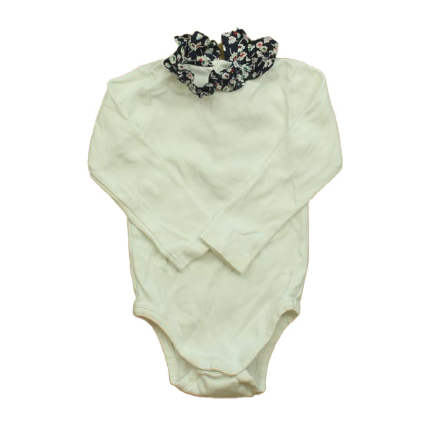 Jacadi Girls White | Navy Floral Onesie Size: 18 Months White | Navy Floral