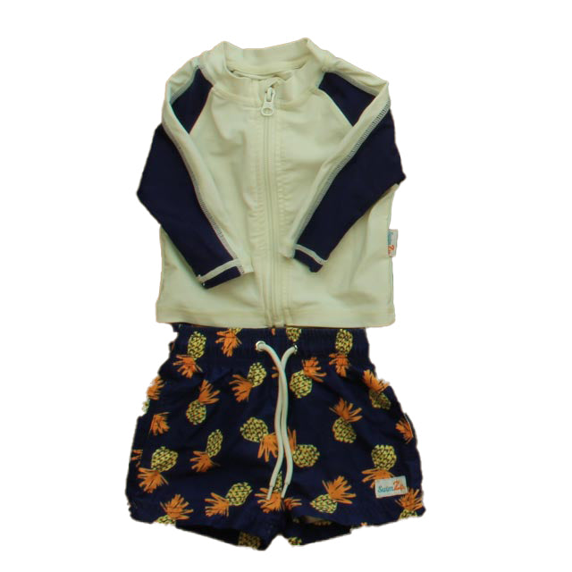 SwimZip Boys White | Navy Pineapples 2-piece Swimsuit Size: 0-3 Months White | Navy Pineapples