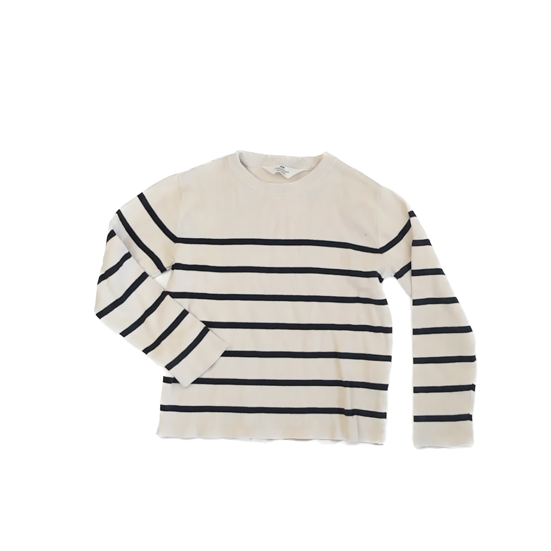 H&M Boys White | Navy Stripe Sweater Size: 8-10 Years White | Navy Stripe