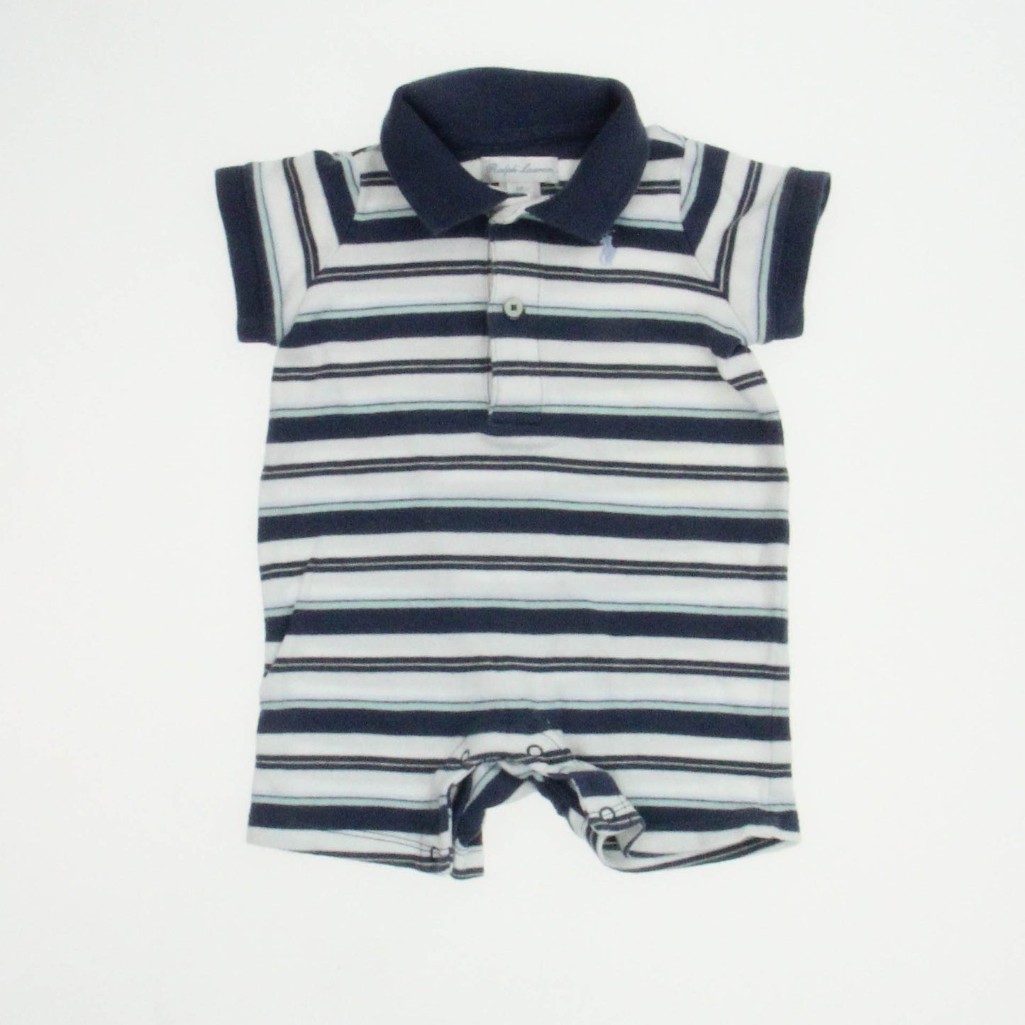 Ralph Lauren Boys White | Navy Stripe Romper Size: 6 Months White | Navy Stripe