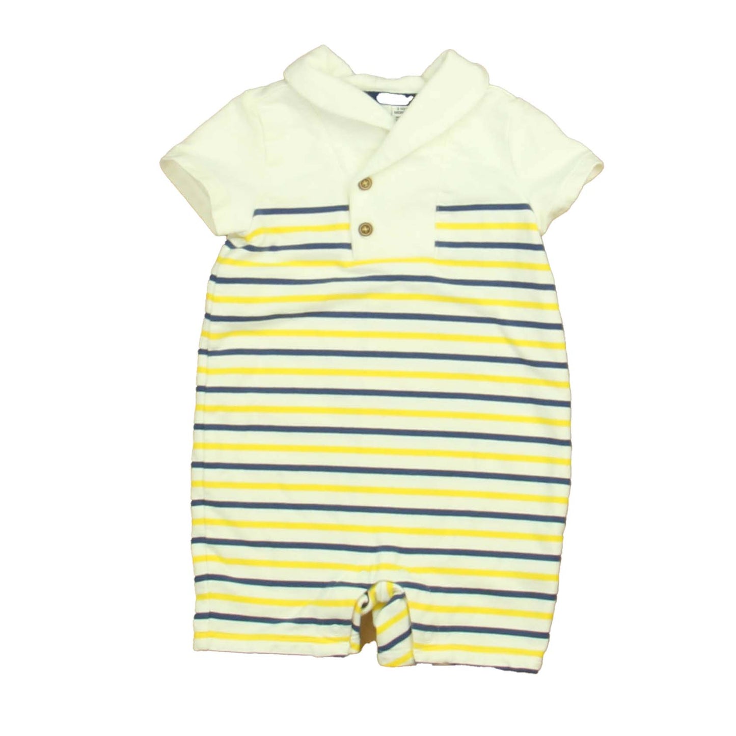 Janie and Jack Boys White | Navy | Yellow Romper Size: 3-6 Months White | Navy | Yellow