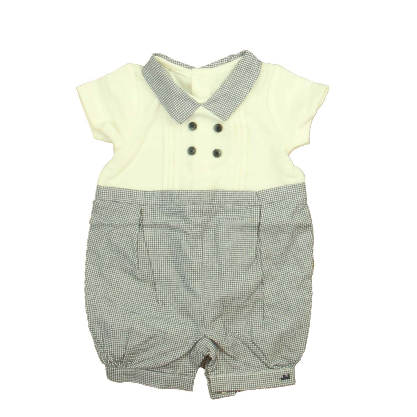 Janie and Jack Boys White | Navy Romper Size: 0-3 Months White | Navy