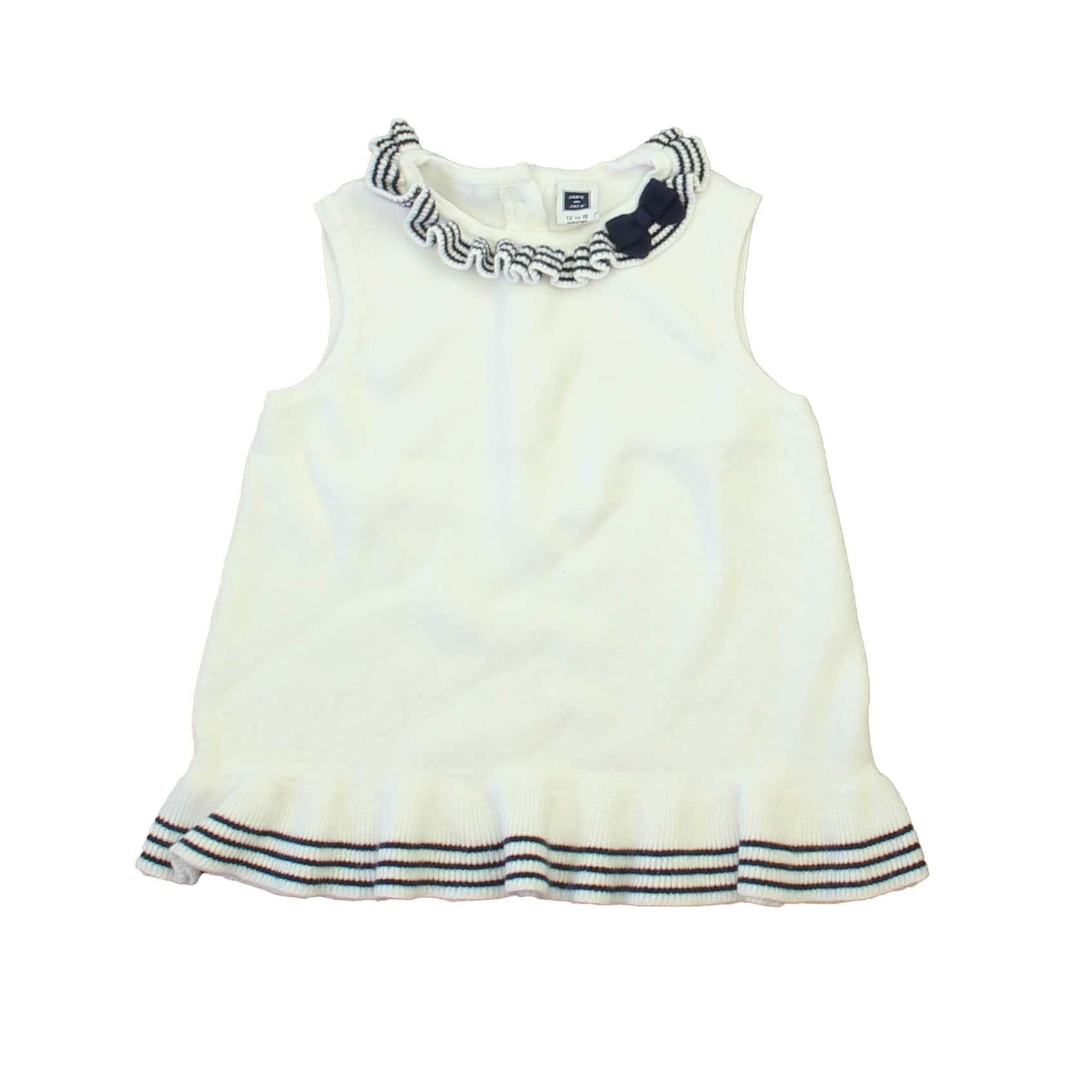 Janie and Jack Girls White | Navy Tank Top Size: 12-18 Months White | Navy