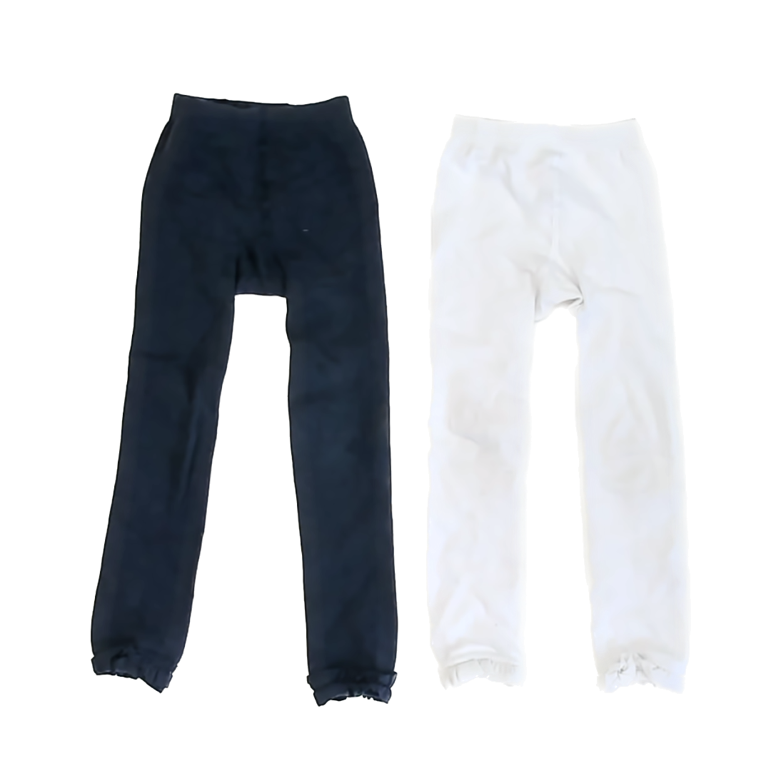 Ruffle Butts Girls White | Navy Tights Size: 4-6 Years White | Navy