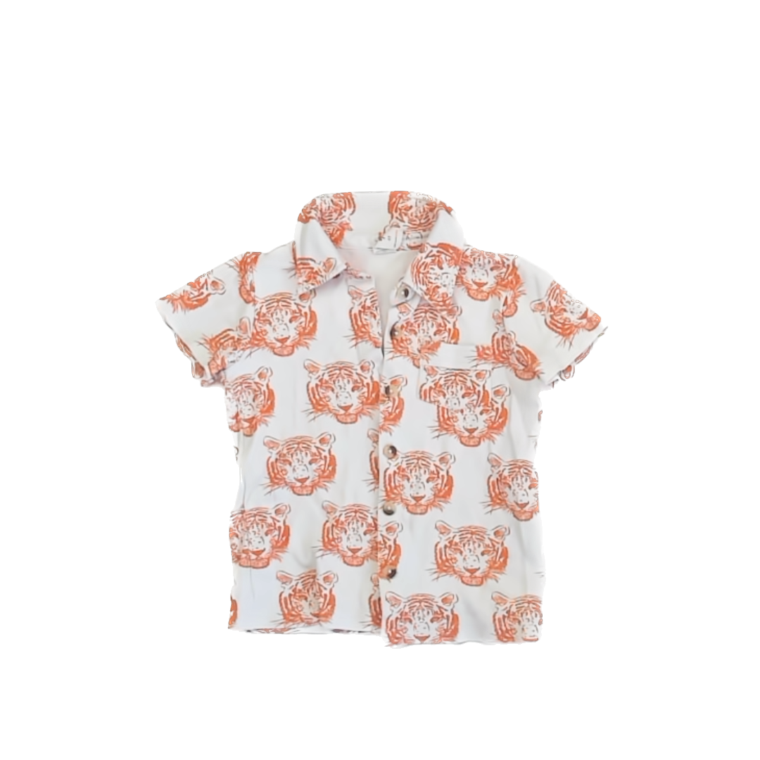 Kate Quinn Boys White | Orange Button Down Short Sleeve Size: 4T White | Orange