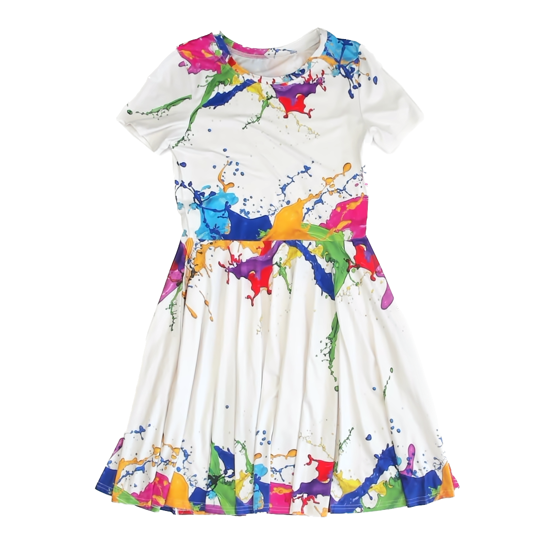 Unknown Girls White | Paint Splatter Dress Size: M White | Paint Splatter