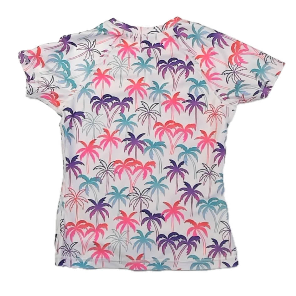 Tea Collection Girls White Palm Trees Rashguard Size: 7 Years White Palm Trees