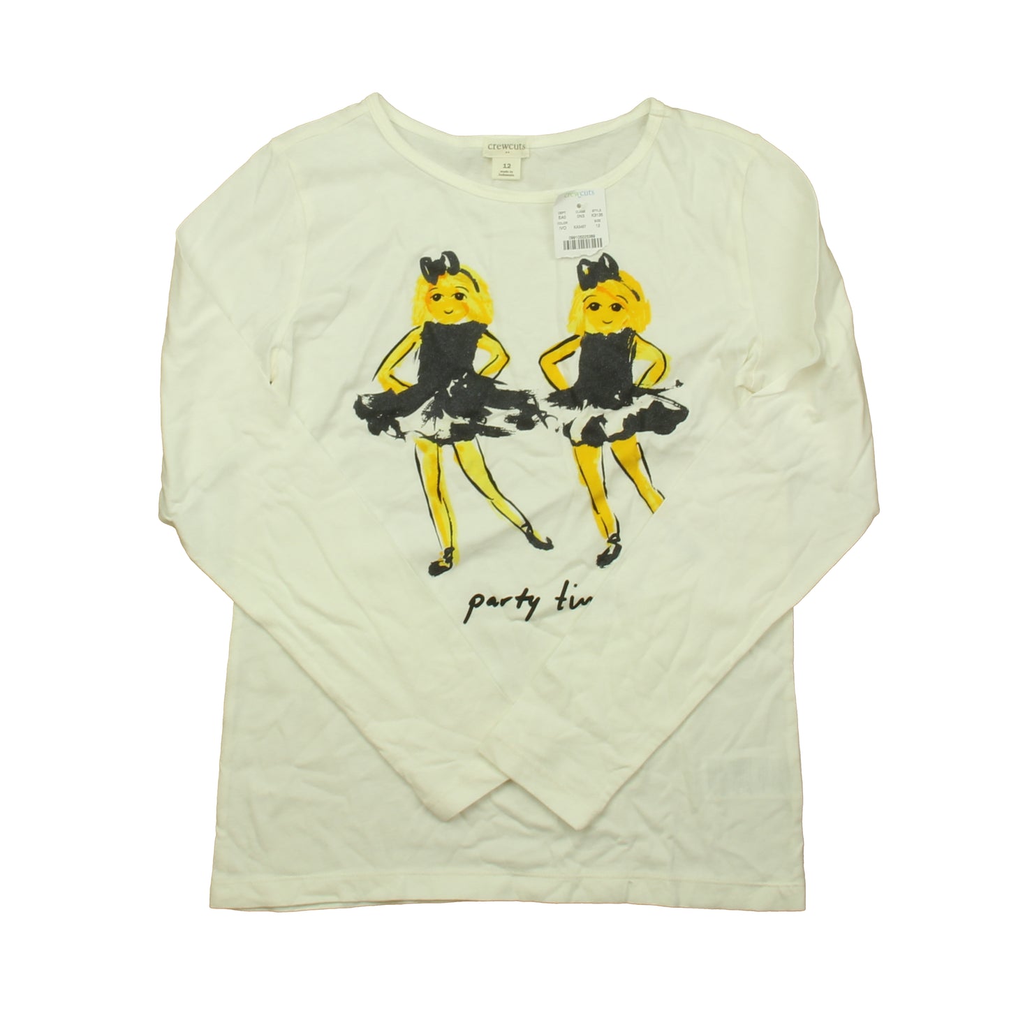 Crewcuts Girls White "Party Time" Long Sleeve T-Shirt Size: 12 Years White "Party Time"