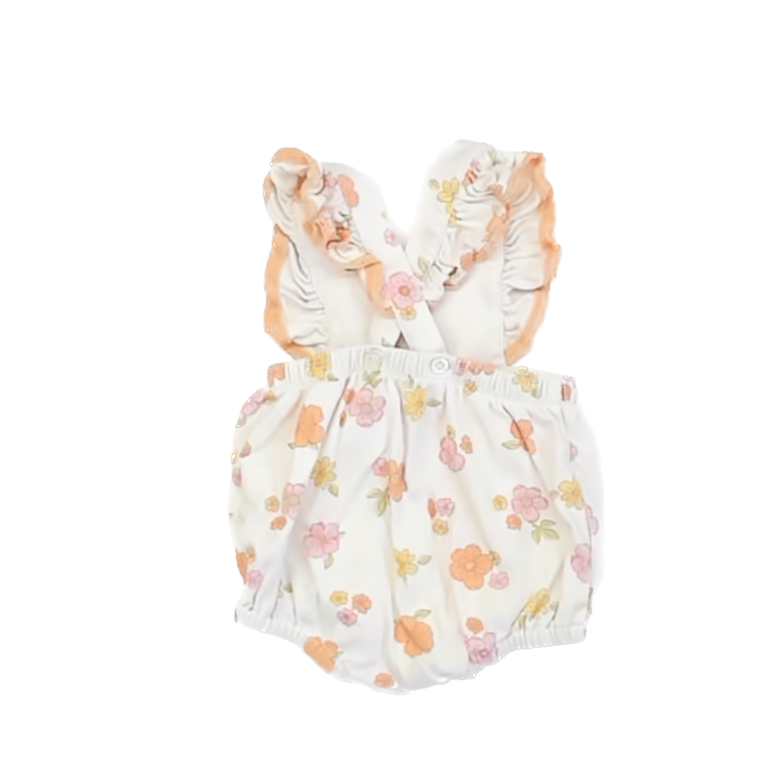 Kissy Love Girls White | Pastel Florals Romper Size: 3-6 Months White | Pastel Florals