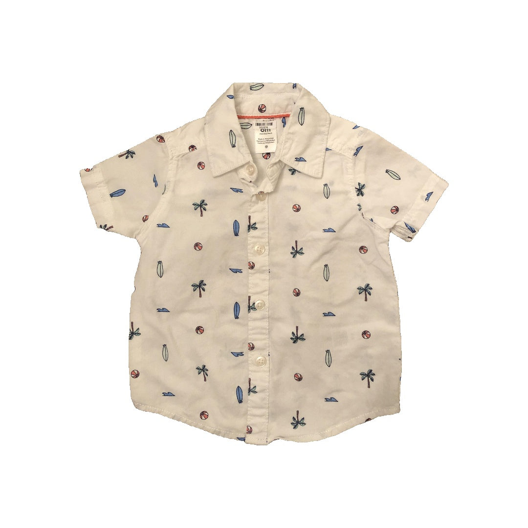 Carters Boys White | Pattern Button Down Short Sleeve Size: 6 months White | Pattern