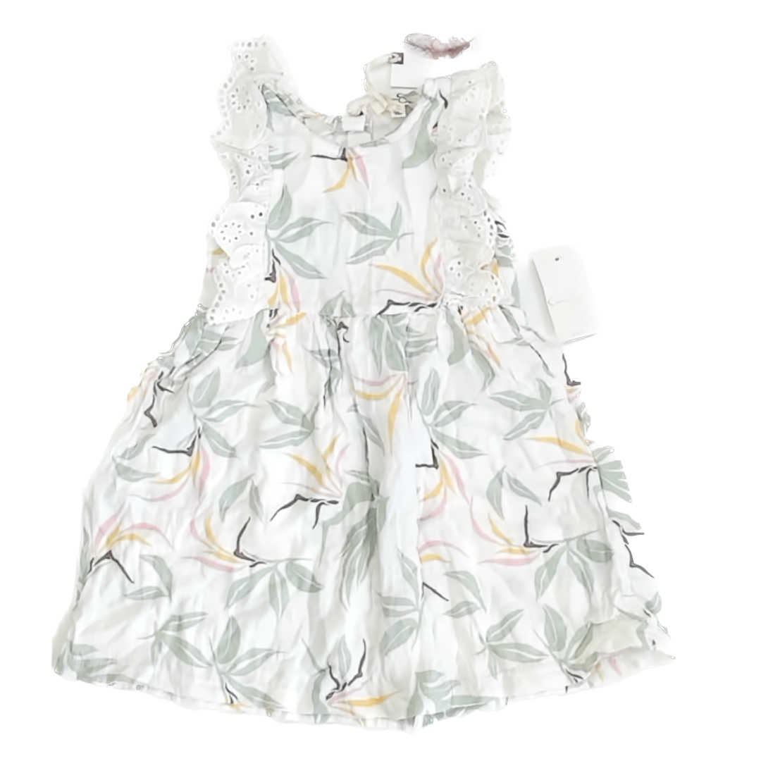 Jessica Simpson Girls White Patterned Dress Size: 4T White Patterned
