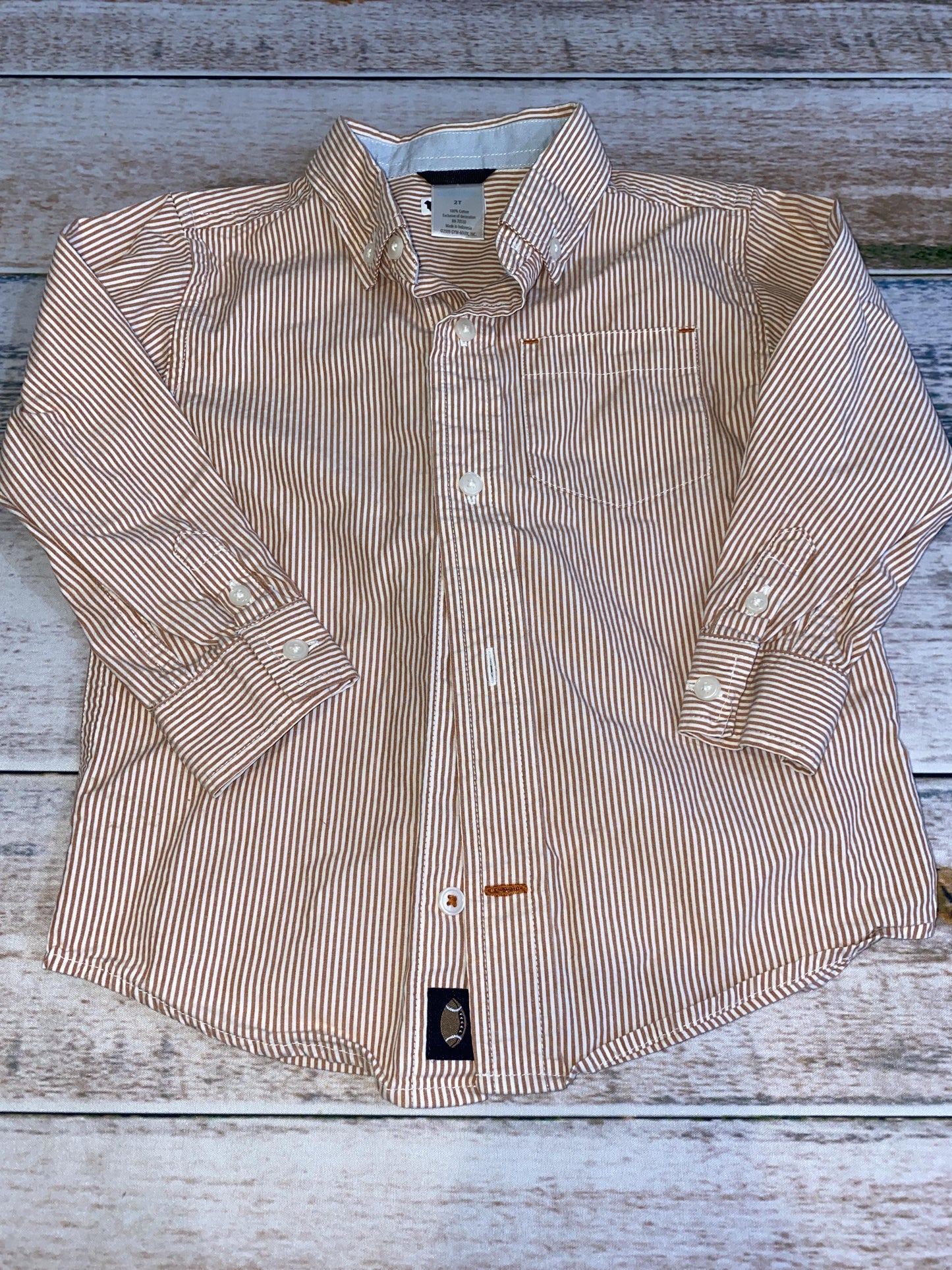Gymboree Boys White | Peach | Striped Button Down Short Sleeve Size: 2T White | Peach | Striped