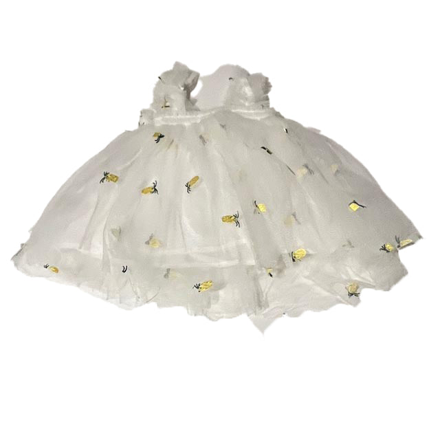 Cavigour Girls White Pineapples Dress Size: 18-24 Months White Pineapples