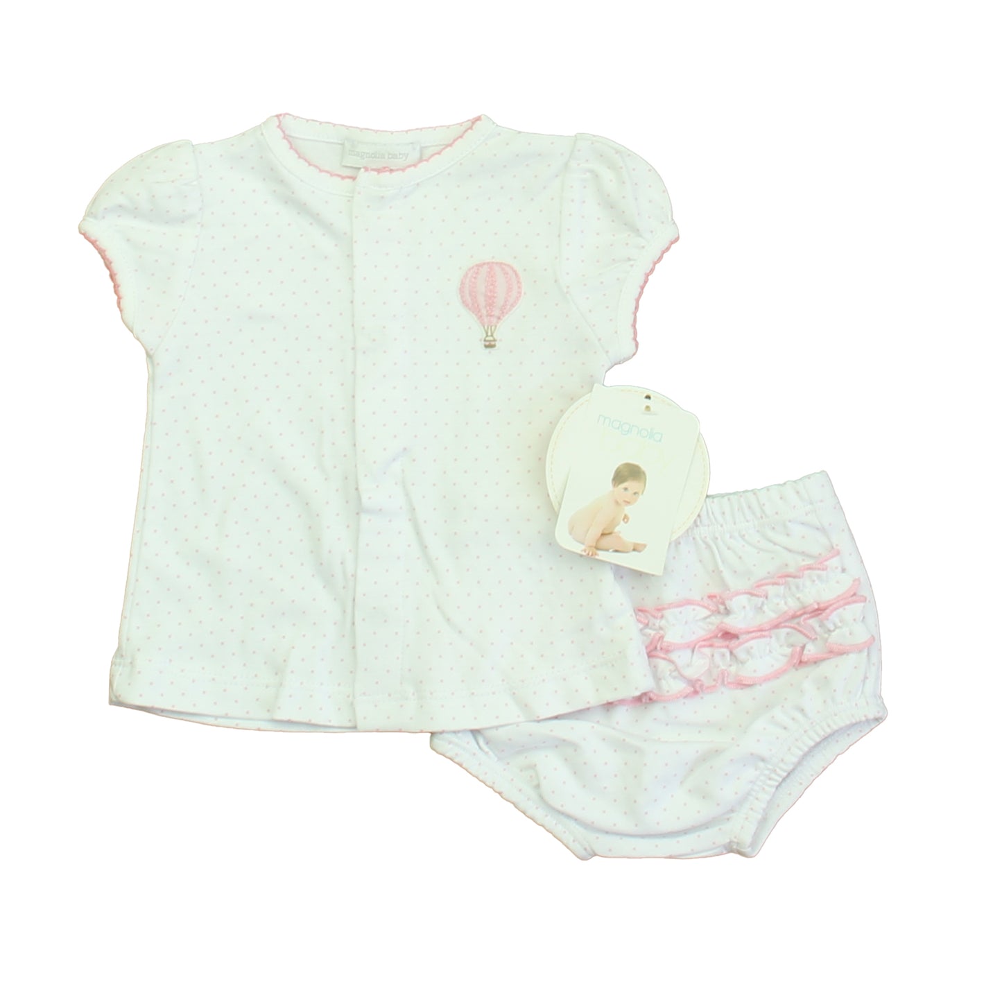 Magnolia Baby Girls White | Pink Balloon Apparel Sets Size: 6 Months