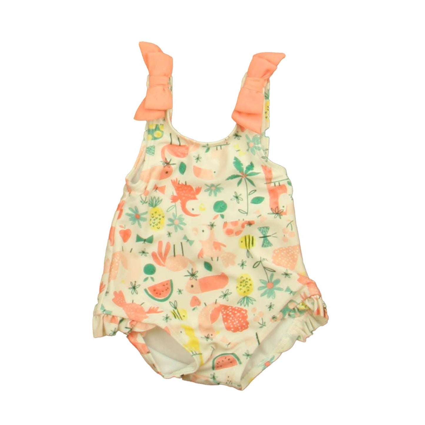 Gymboree Girls White | Pink Birds 1-piece Swimsuit Size: 3-6 Months White | Pink Birds