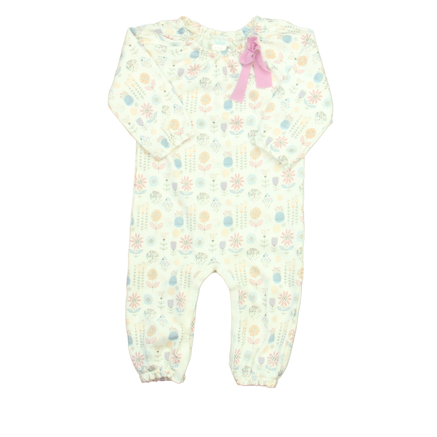 Feather Baby Girls White | Pink | Blue Floral Long Sleeve Outfit Size: 6-9 Months White | Pink | Blue Floral
