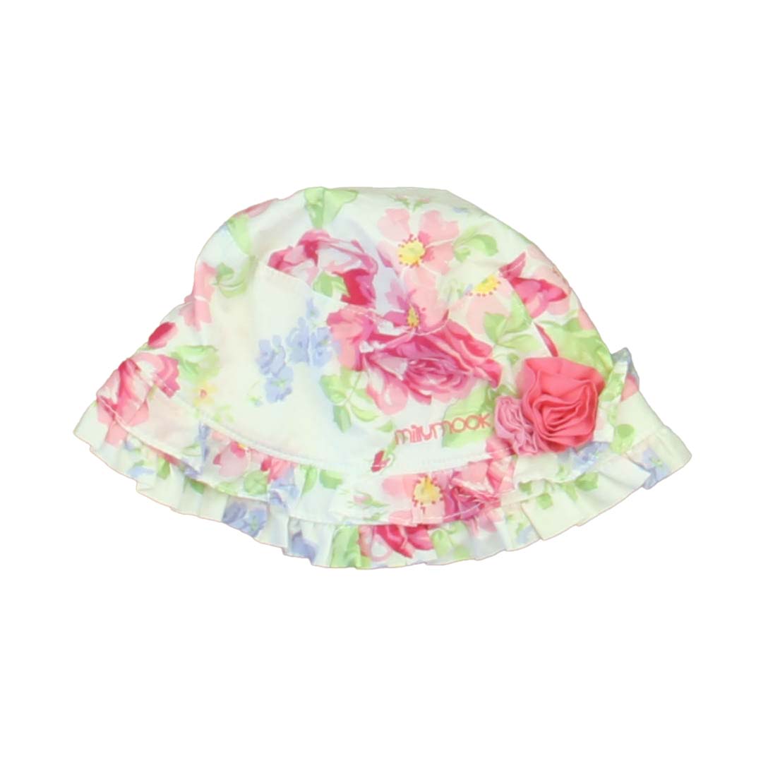 Baby Millymook Girls White | Pink | Blue Floral Hat Size: 12-24 Months White | Pink | Blue Floral
