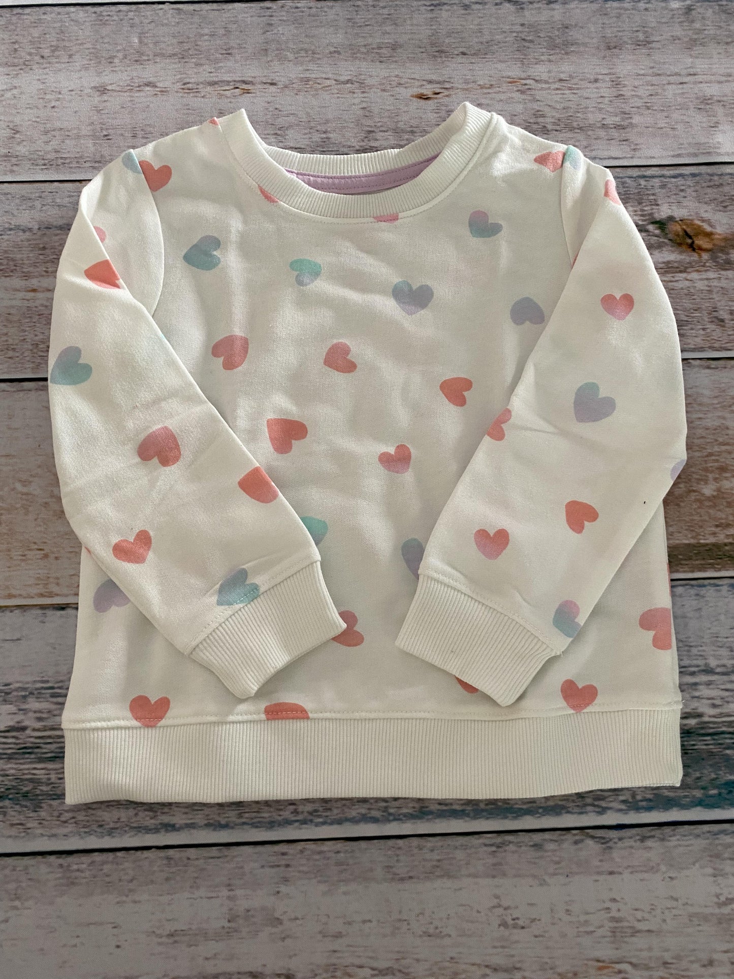 Cat & Jack Girls White | pink | Blue | Hearts Long Sleeve Shirt Size: 3T White | pink | Blue | Hearts