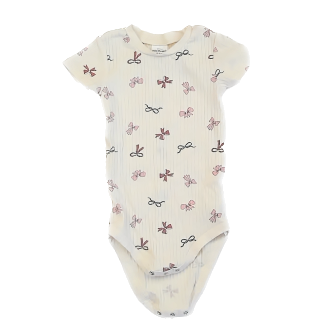 Petit Lem Girls White | Pink Bows Onesie Size: 24 Months White | Pink Bows