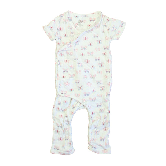 Aden + Anais Girls White | Pink Butterflies Romper Size: 3-6 Months White | Pink Butterflies