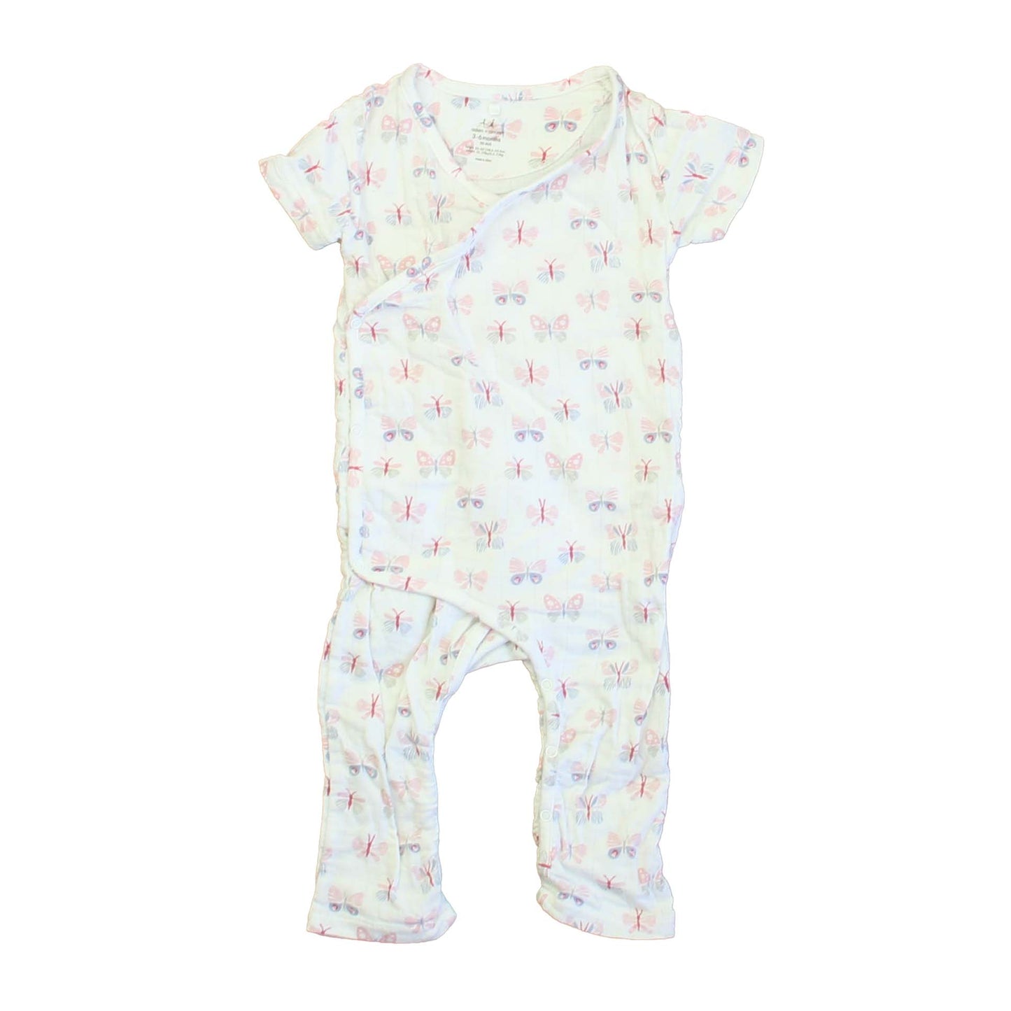 Aden + Anais Girls White | Pink Butterflies Romper Size: 3-6 Months White | Pink Butterflies