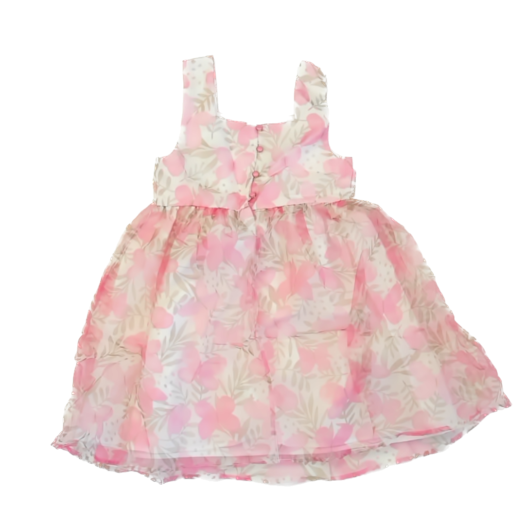 Catherine Malandrino Girls White | Pink Butterfly Special Occasion Dress Size: 7 Years White | Pink Butterfly