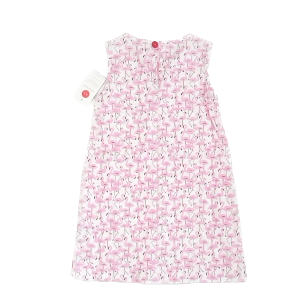 Smiling Button Girls White | Pink Flamingo Dress Size: 4 White | Pink Flamingo