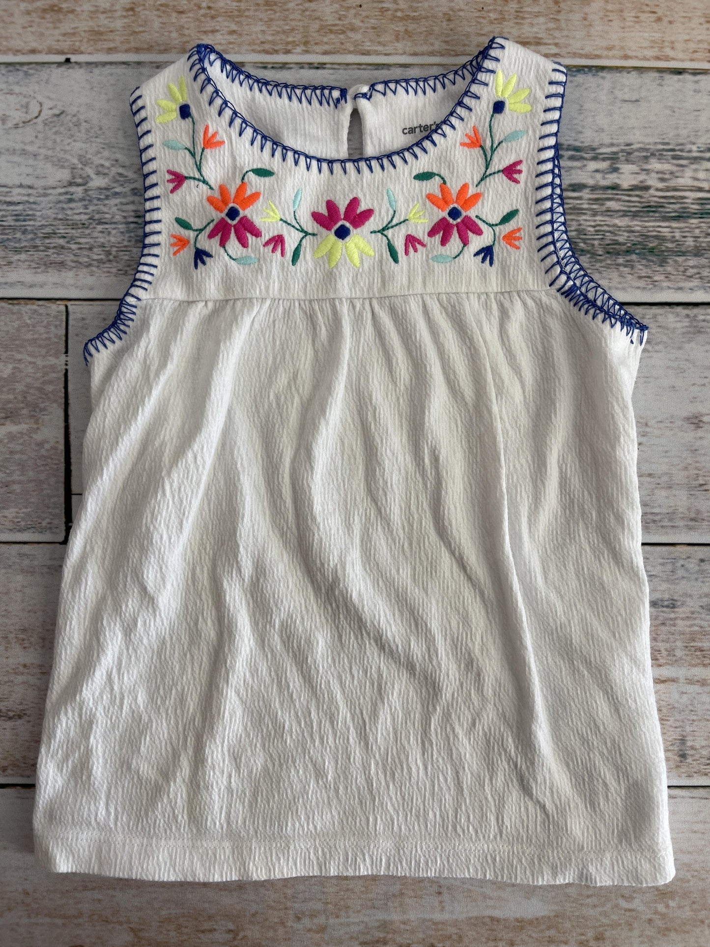 Carters Girls White | Pink floral Tank Top Size: 4T White | Pink floral